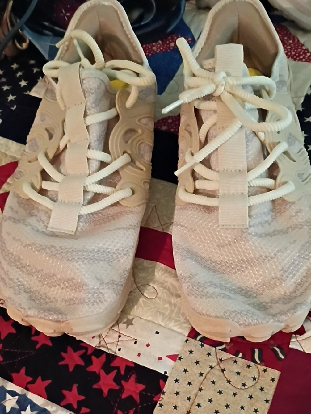 Men's Light Neutral Knit Lace-Up Sneakers